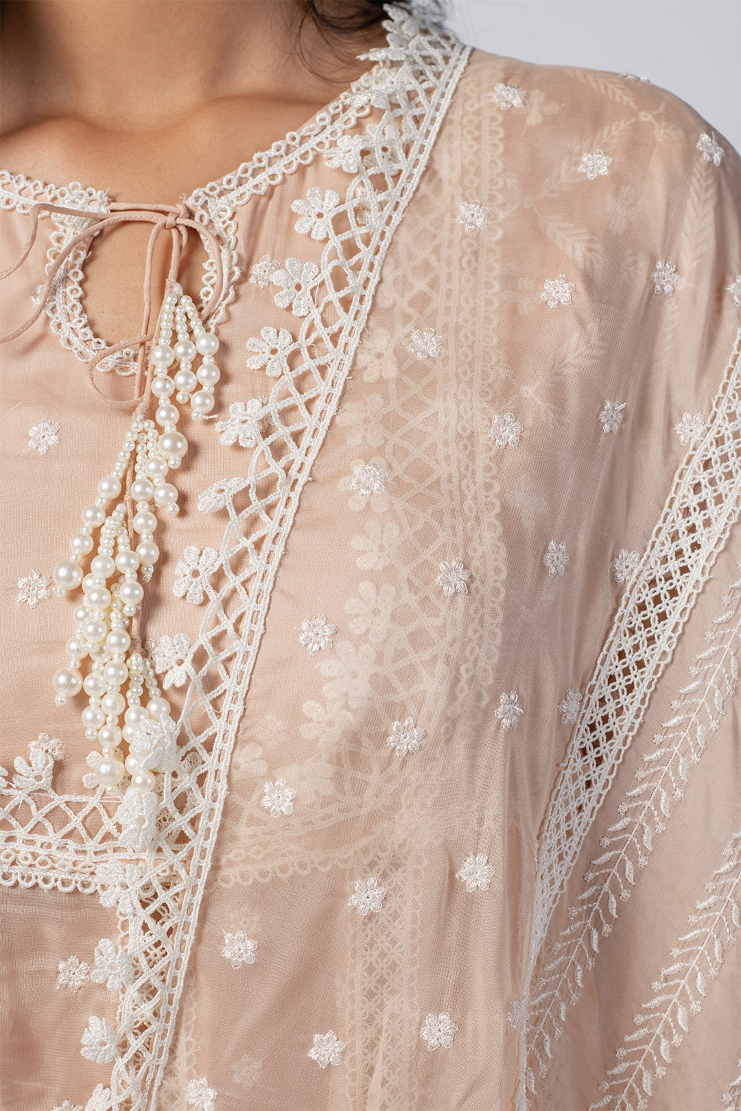 Valerie Tencel Luxe Organza Beige Kurta Set