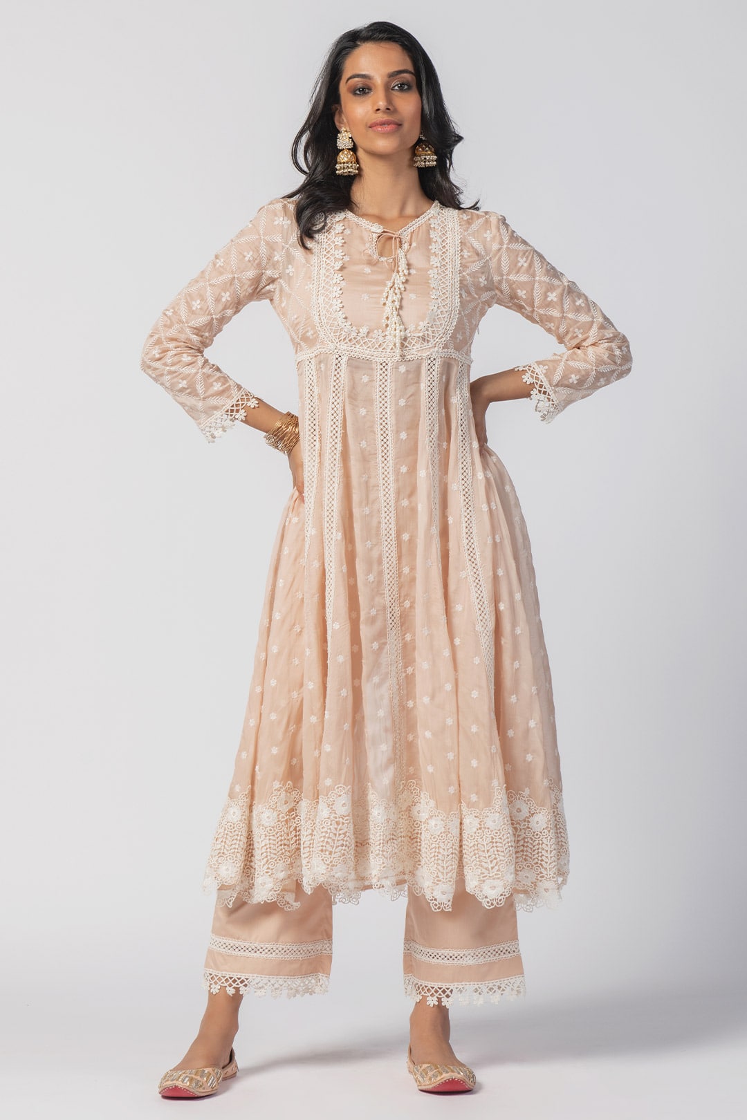 Valerie Tencel Luxe Organza Beige Kurta Set
