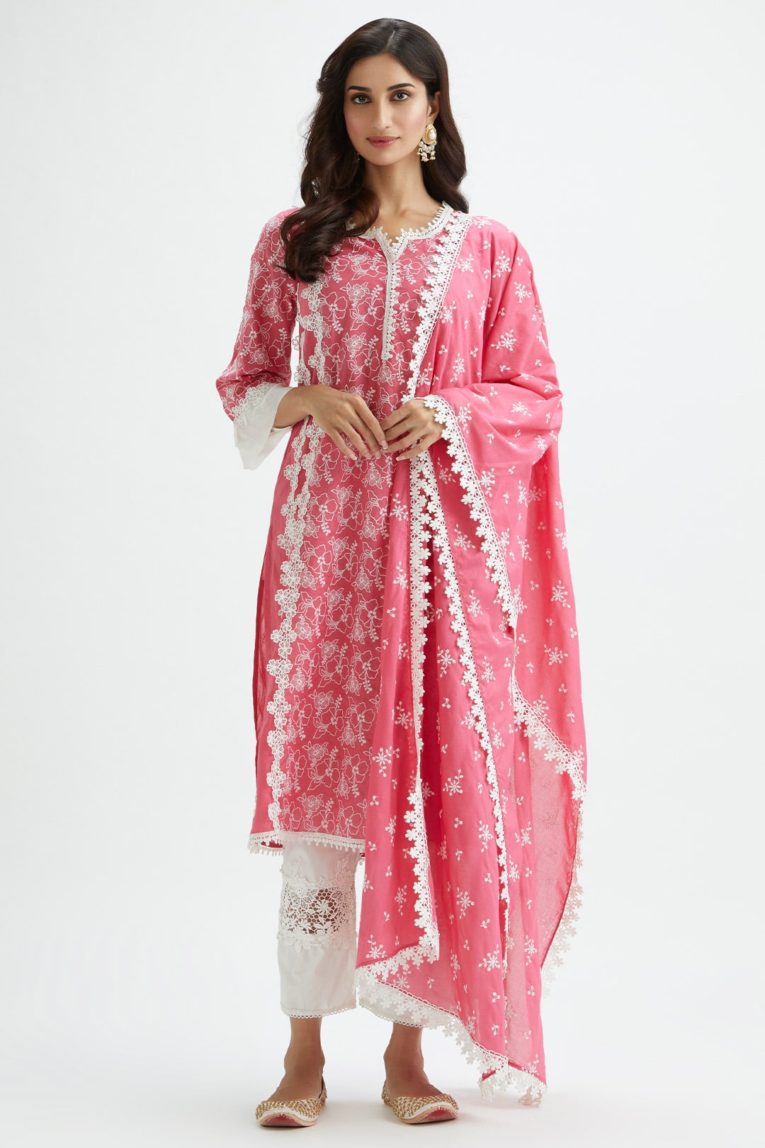 Mulmul Supima Cotton Vireo Fuchsia Kurta