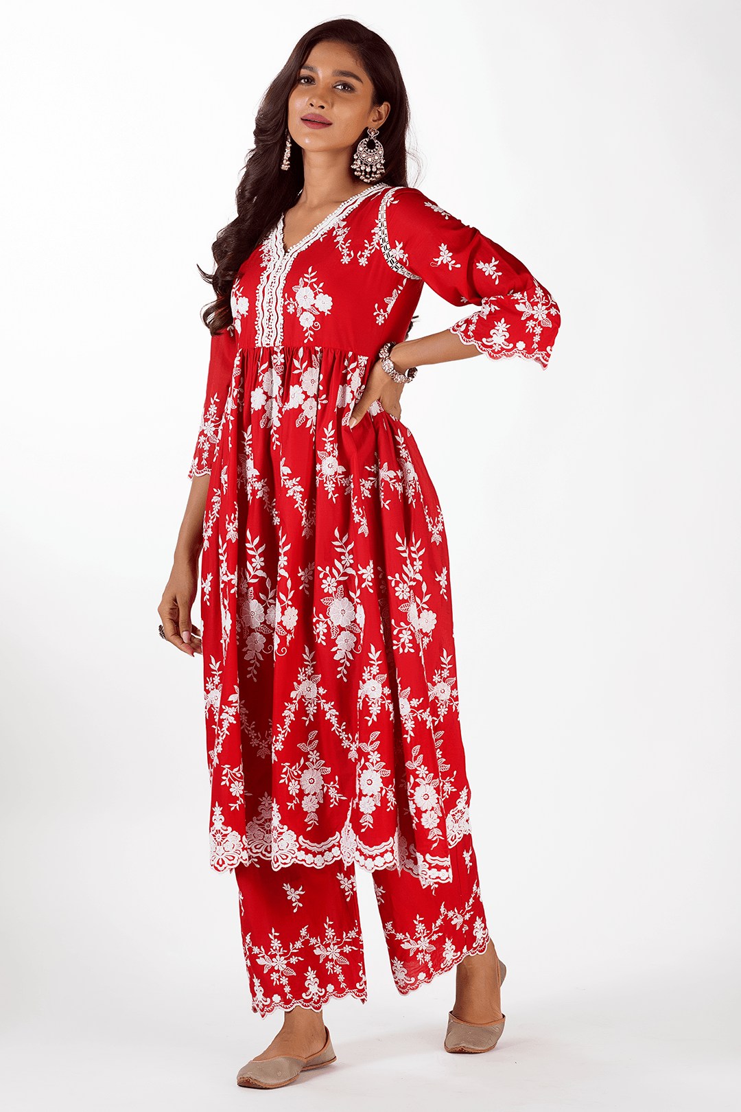 Mulmul Supima Cotton Zambi Red Pant