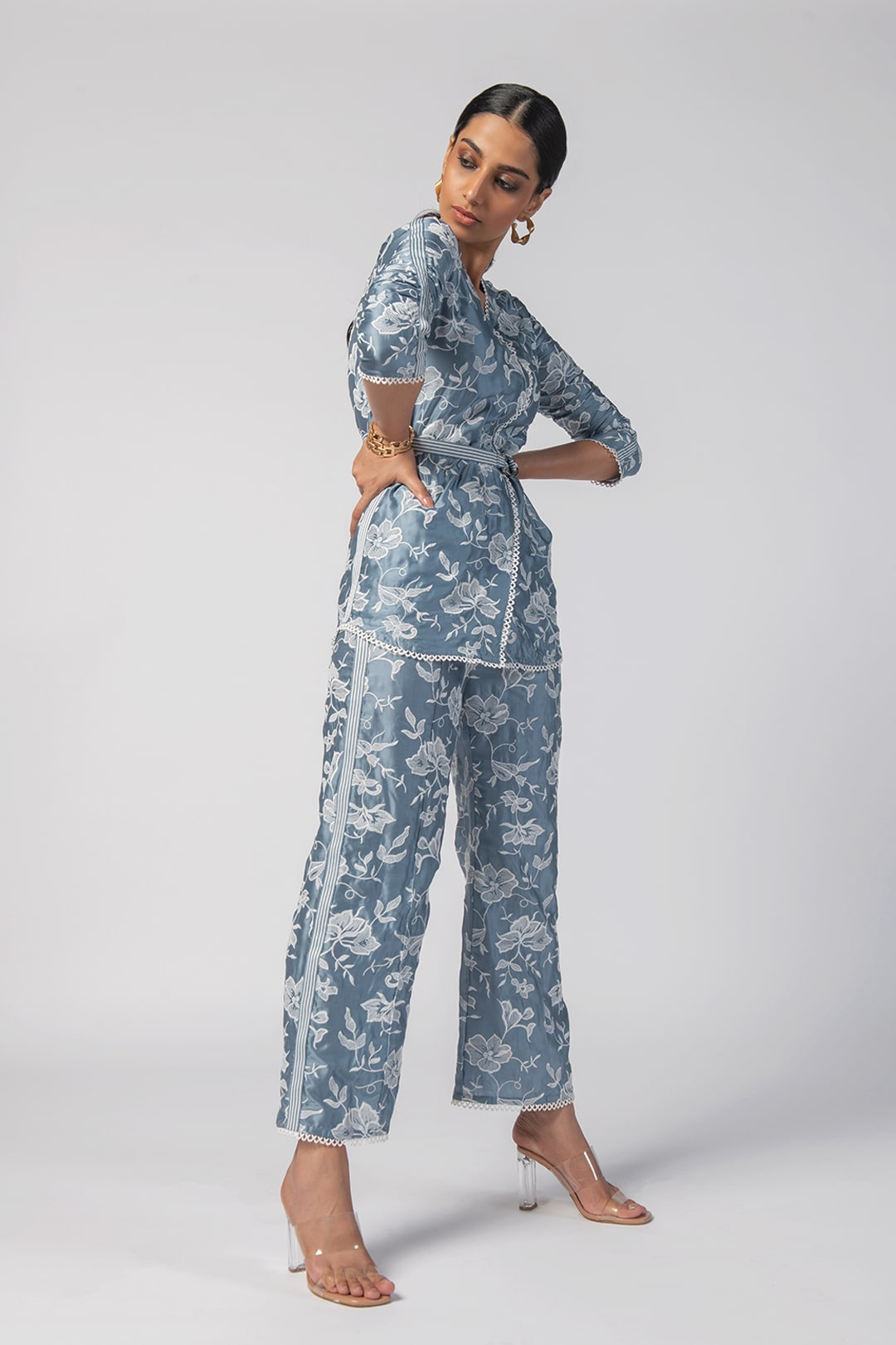 Mulmul Cupro Caroline Blue Top