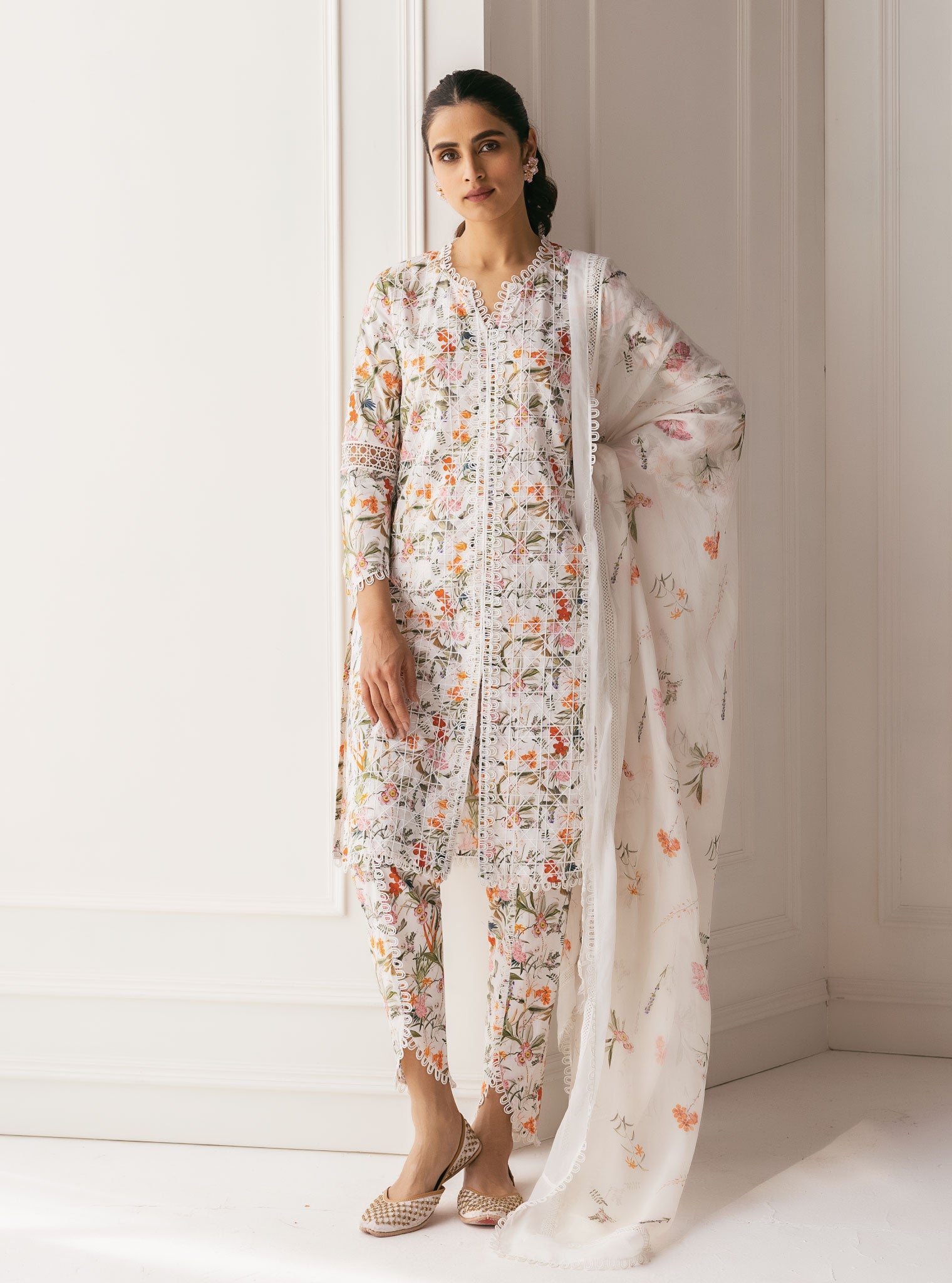 Corelli Supima Cotton White Kurta Set