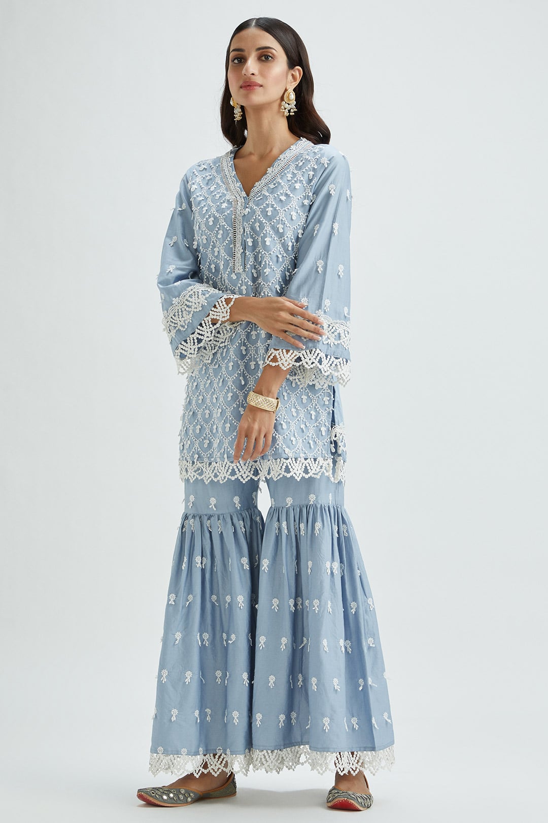 Hayes Supima Satin Wedgewood Kurta Set
