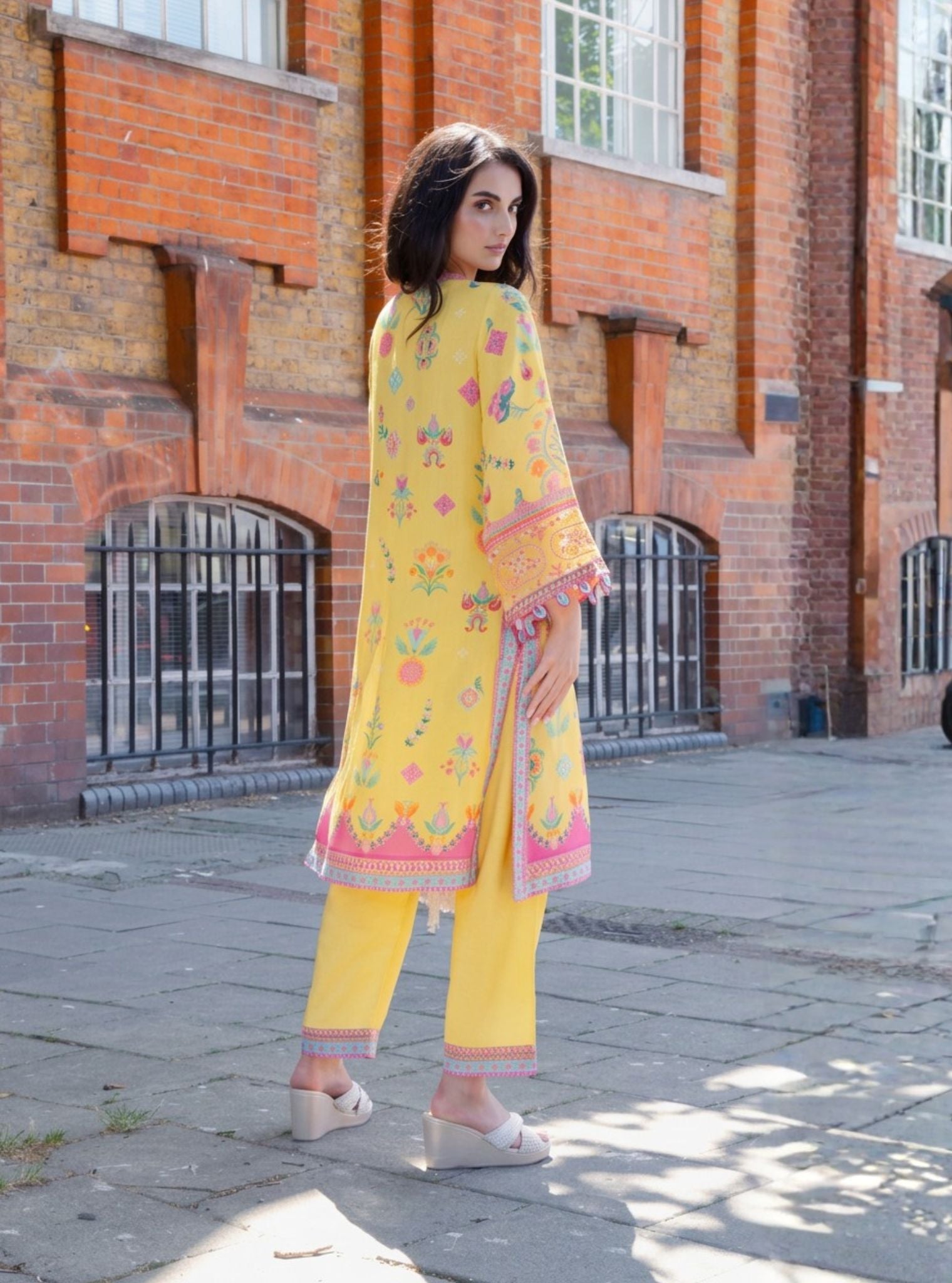 Elvi Lawn Printed Yellow Kurta Set