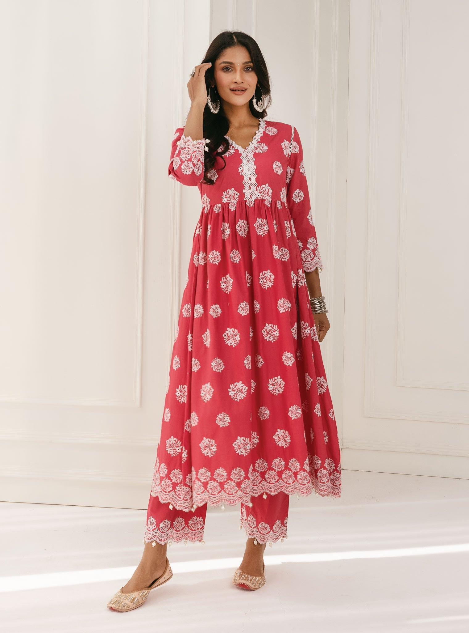 Mulmul Supima Cotton Malana Red Palazzo
