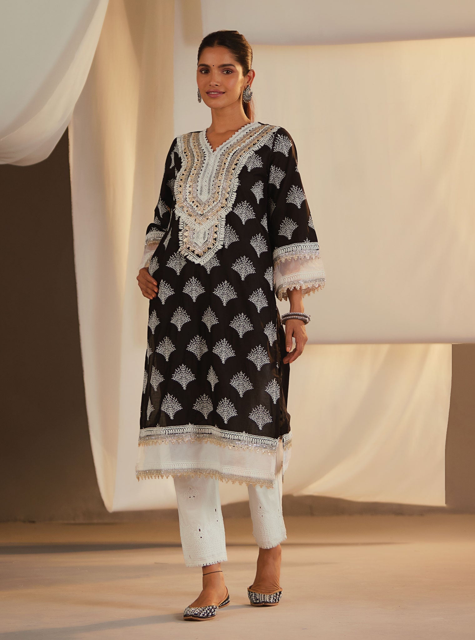 Maple Supima Cotton Gota Diagonal Kurta Set