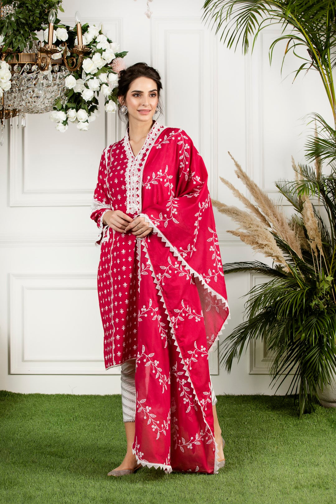 WinterBerry Supima Cotton Gota Diagonal Kurta Set