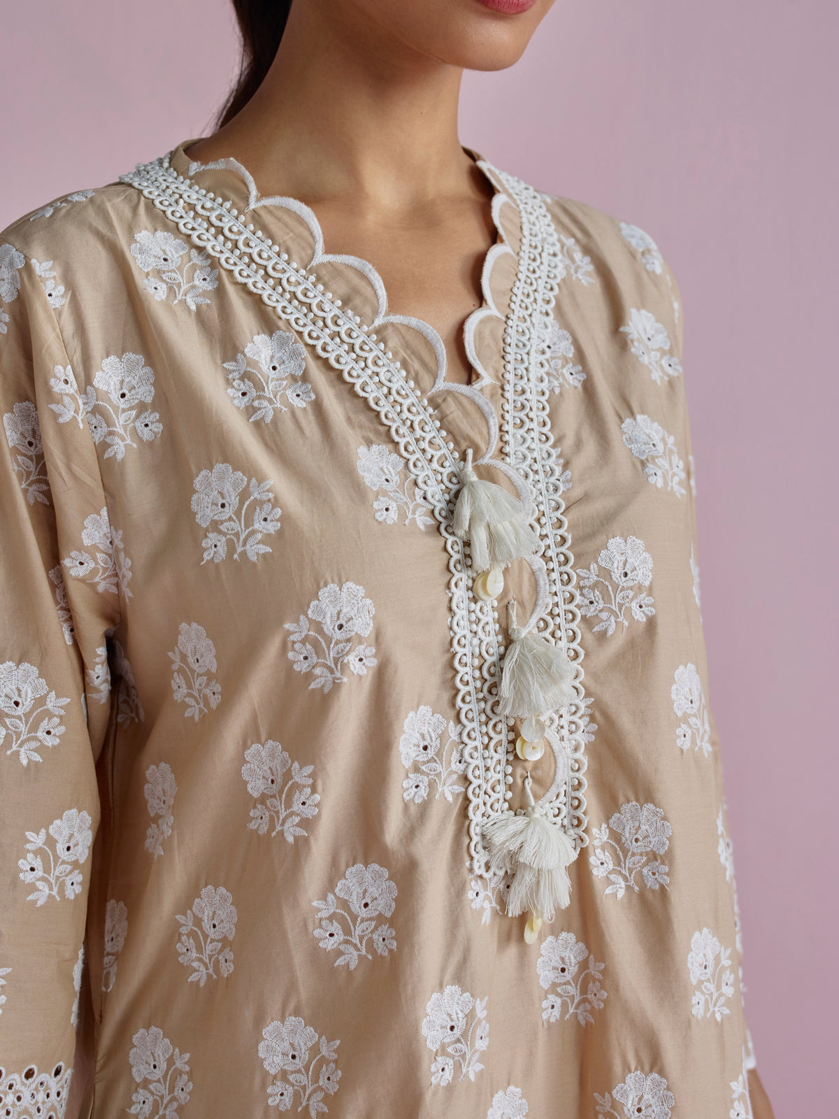 Avo Supima Cotton Beige Kurta Set