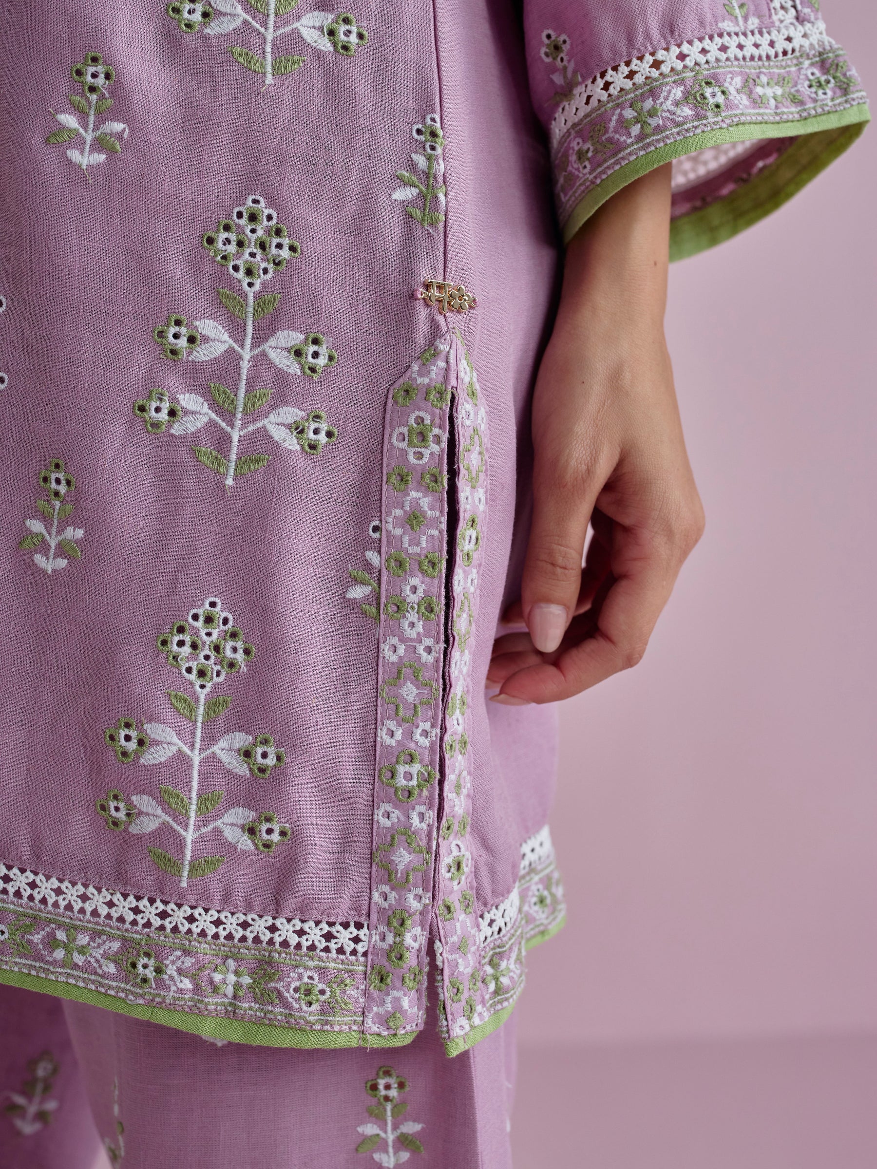 Zano Linen Lilac Kurta Set
