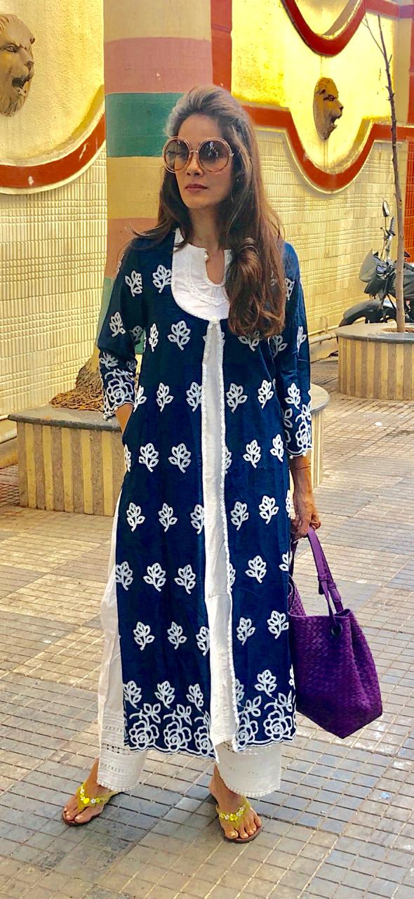 Rosedrop Navy Kurta