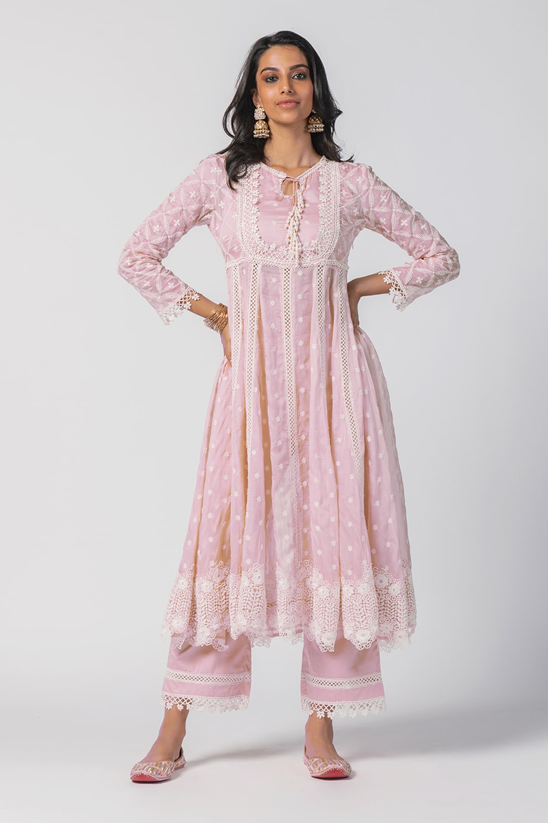 Valerie Tencel Luxe Organza Pink Kurta Set