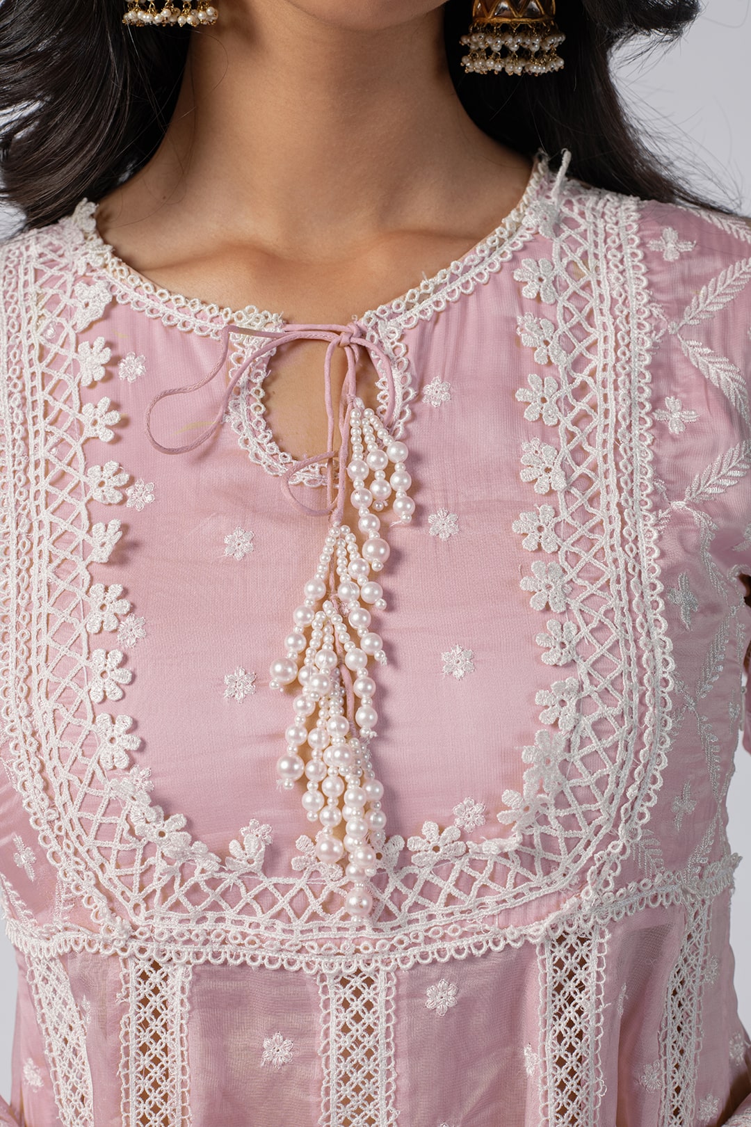 Valerie Tencel Luxe Organza Pink Kurta Set