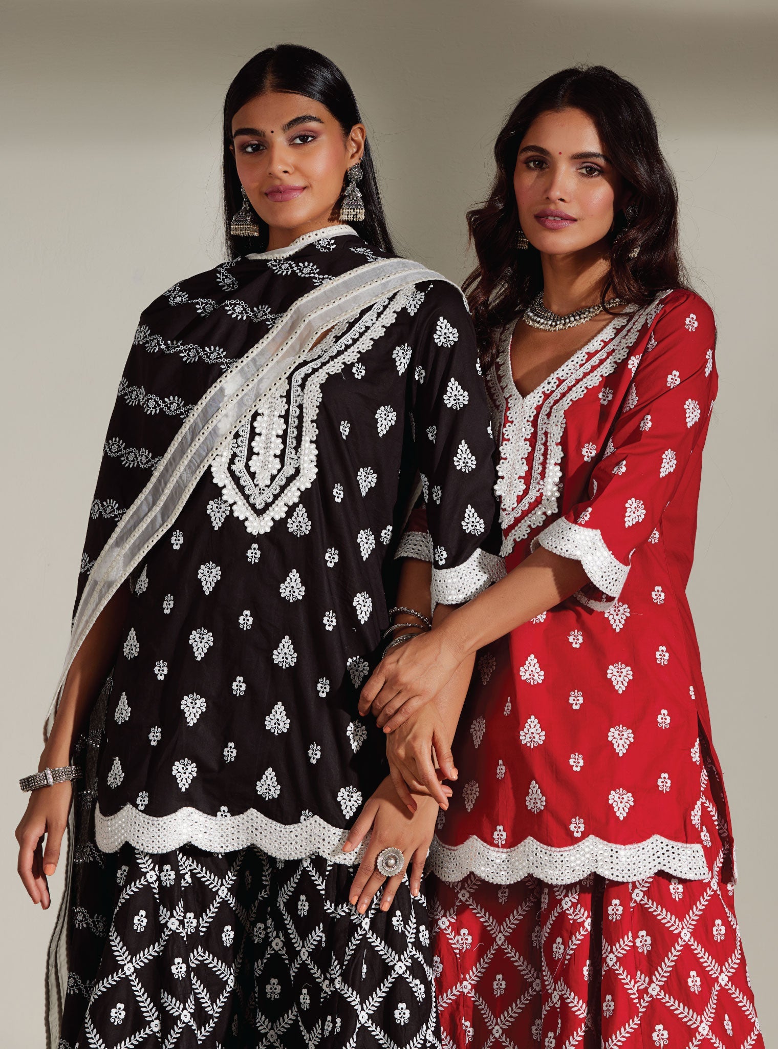 Zoriana Supima Cotton Red Kurta with Sharara Set